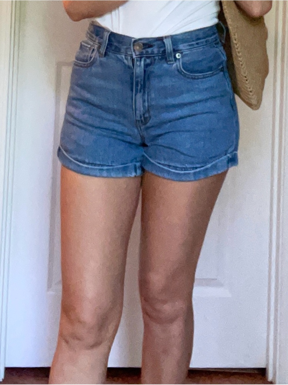 American Eagle Outfitters Light Blue High-Rise Denim Shorts